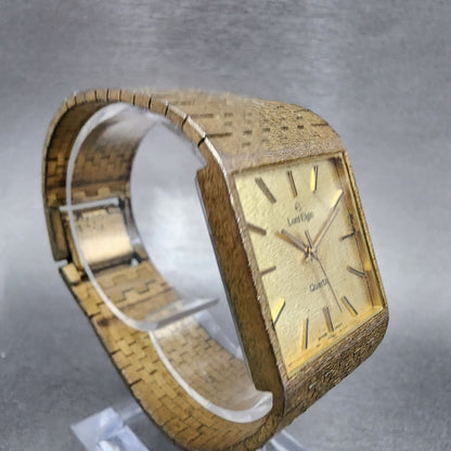 Lord Elgin Tank Watch Men 26mm Gold Dial Gold Tone Square PARTS4