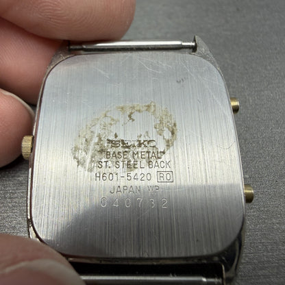Seiko Analog Digital Watch Men 29mm White Dial Silver Tone Alarm Chrono PARTS7
