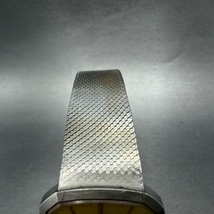 Seiko Tank Watch Men 29mm Champagne Dial Silver Tone Rectangle 7820 PARTS5