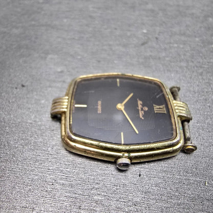 Mathey Tissot Watch Men 27mm Black Dial Gold Tone Hexagon New Battery Vintage5