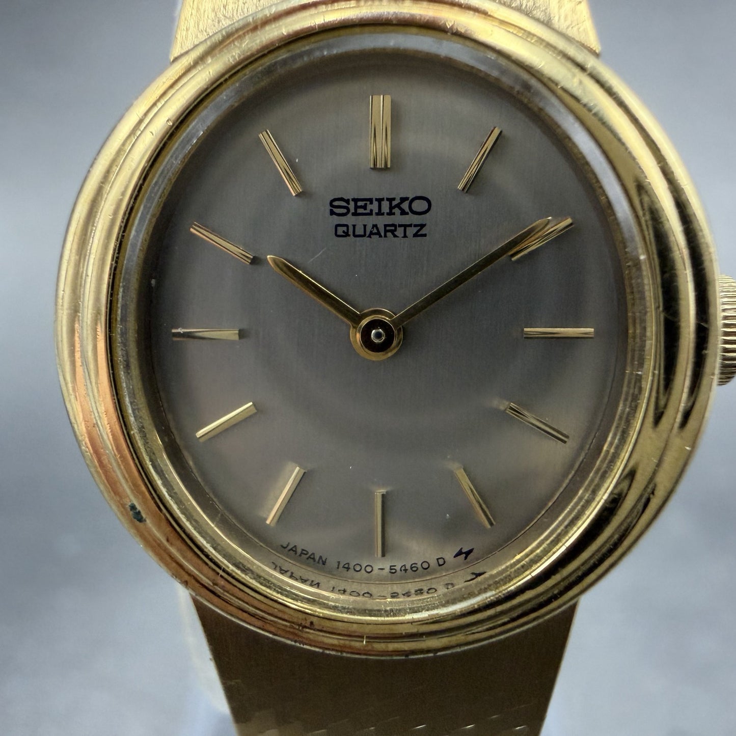 Seiko Watch Women 19mm Silver Dial Gold Tone Round 1400-8099 New Battery1