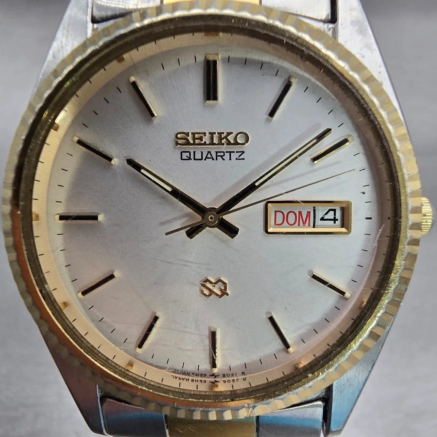 Seiko President Watch Men 35mm Silver Dial Two Tone Daydate 5H23-8029 New Batt1
