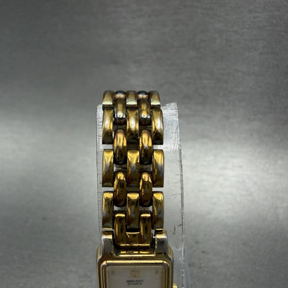 Seiko Tank Watch Women 13mm Silver Tone Gold Tone Rectangle 2e20-6859 NewBatt FG4