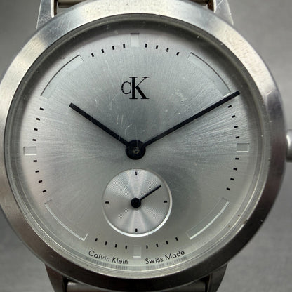 Calvin Klein Watch Men 35mm Silver Dial Steel Round K3311 Mesh Band New Battery1