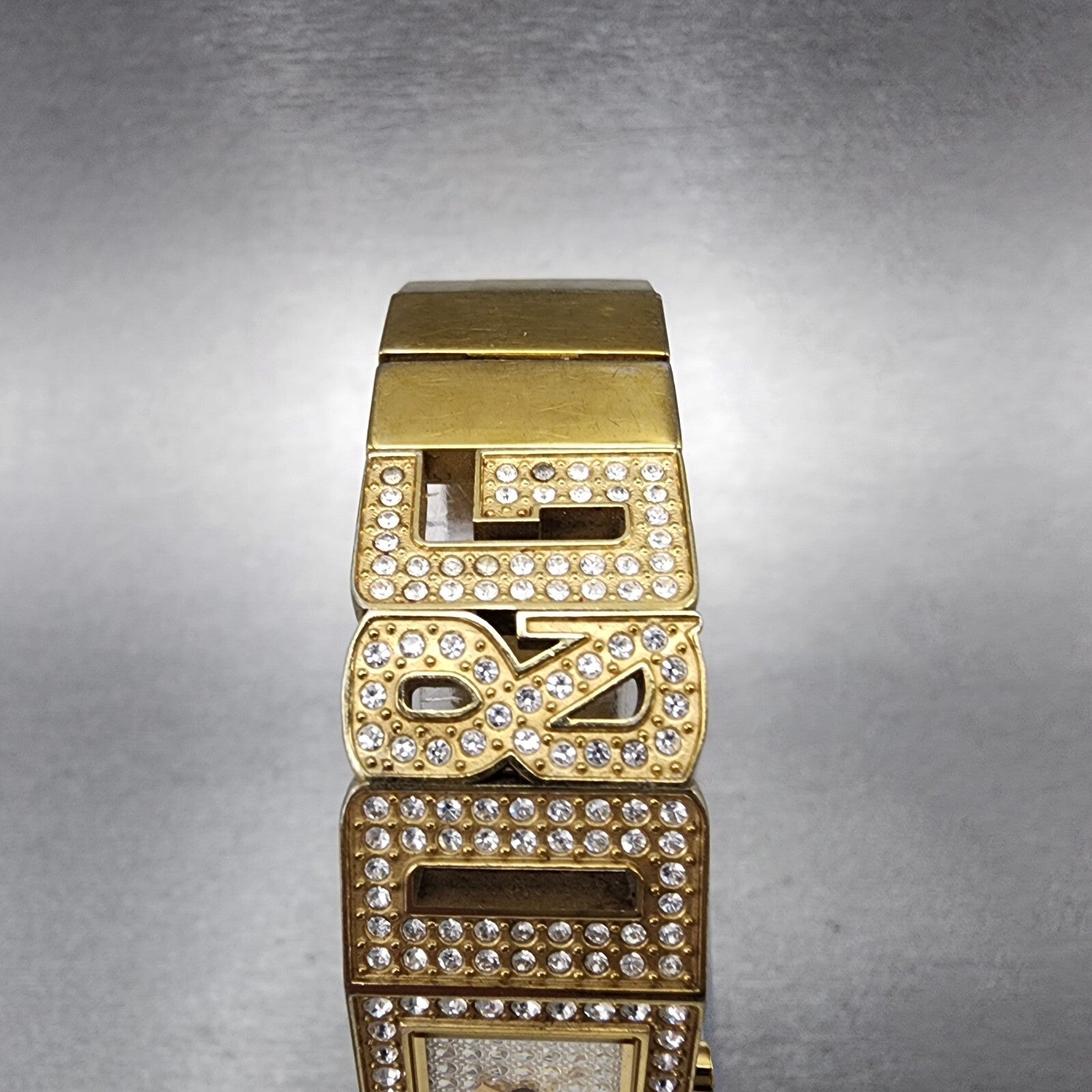 Dolce & Gabbana Tank Watch Women 17mm Silver Dial Gold Tone Rectangle New Batt4