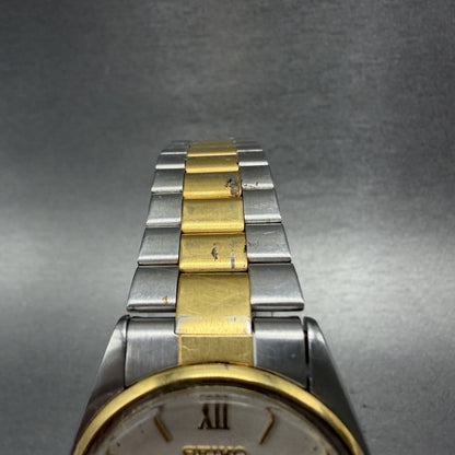 Seiko SQ Watch Men 33mm Silver Dial Two Tone Date 5y22-6009 New Battery4