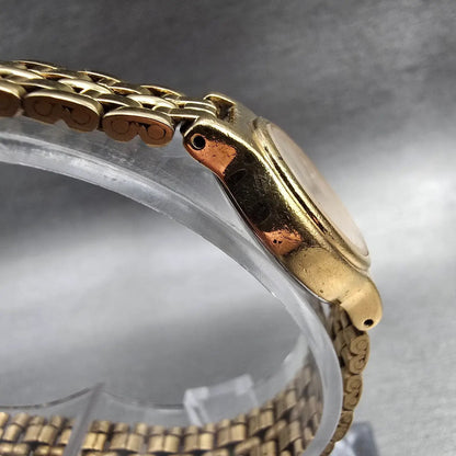 Seiko Watch Women Ivory Dial Gold Round V401-0518 New Battery Vintage JP3