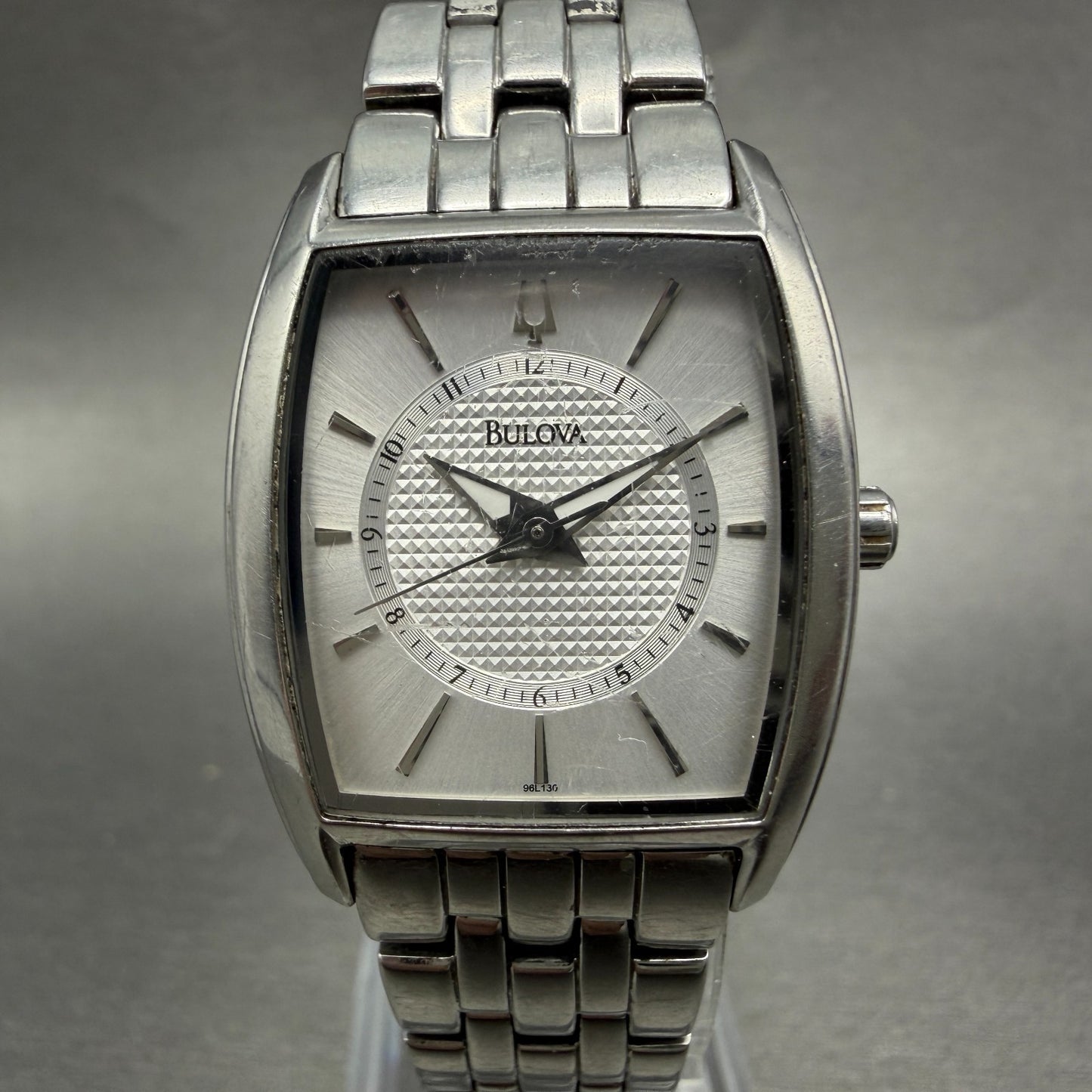 Bulova Tank Watch Women 26mm Silver Dial Silver Tone Rectangle 96L130 NewBattery0