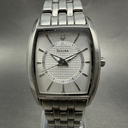 Bulova Tank Watch Women 26mm Silver Dial Silver Tone Rectangle 96L130 NewBattery0