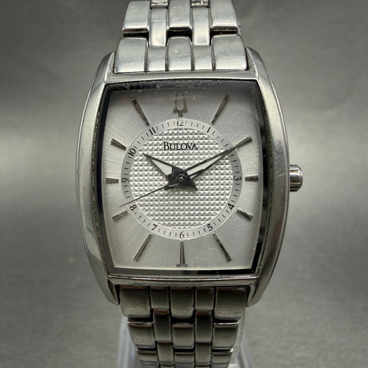 Bulova Tank Watch Women 26mm Silver Dial Silver Tone Rectangle 96L130 NewBattery0