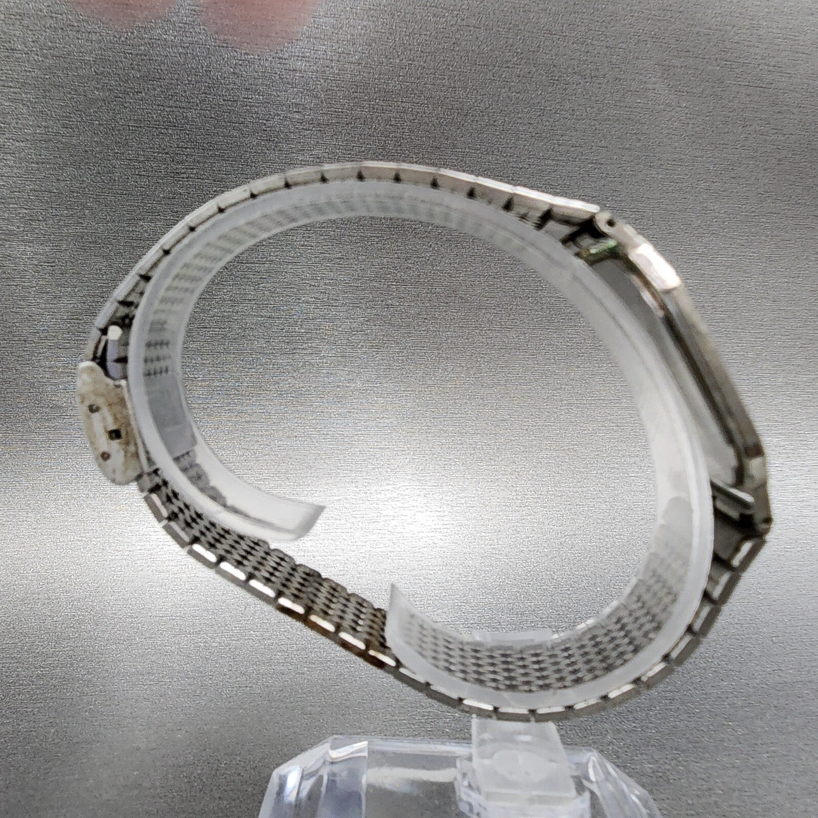 Seiko Digital Watch Men 29mm LCD Silver Tone Octagon F4414010 Thin PARTS9