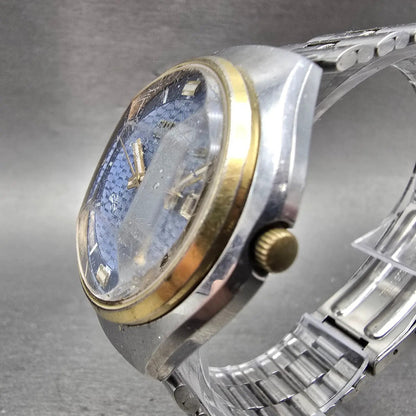 Citizen Automatic Watch Men 38mm Blue Dial Two Tone Daydate 4-164181 PARTS VTG3