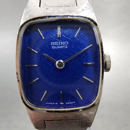 Seiko Watch Women 16mm Blue Dial Silver Tone Rectangle 165009 New Battery1