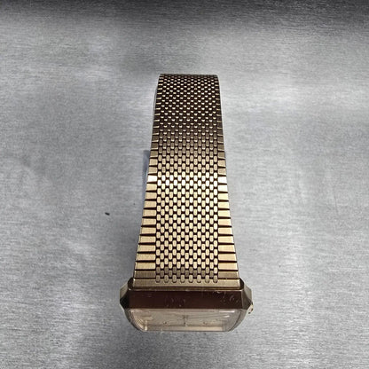 Seiko Spirit Watch Men 29mm Champagne Dial Gold Tone Rectangle 5E31-5A60 New Bat4