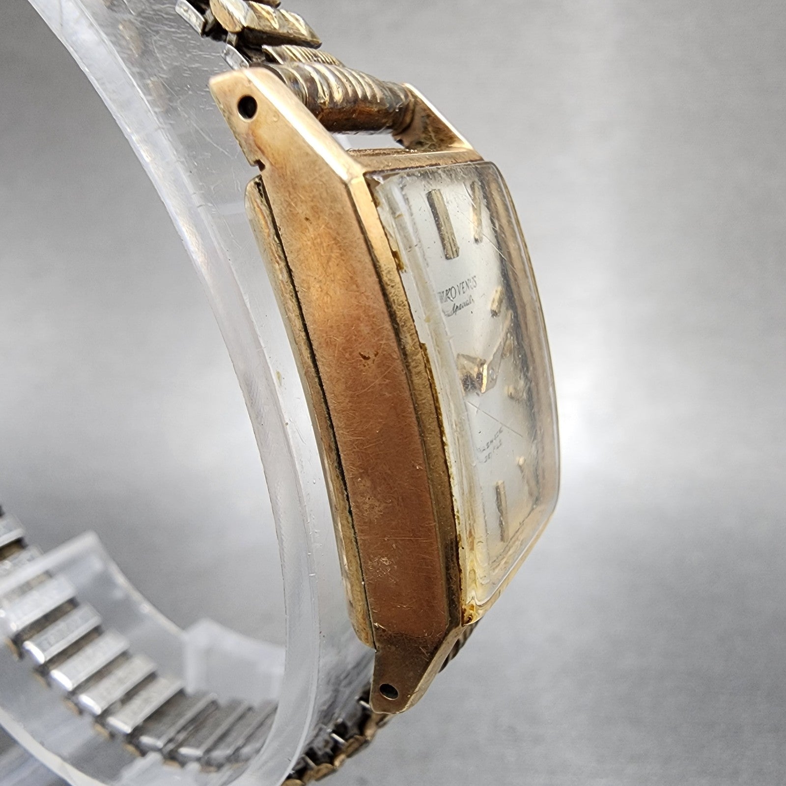 Seiko Venus Special Tank Watch Women 16mm Silver Dial 14K Gold Filled Manual Run3
