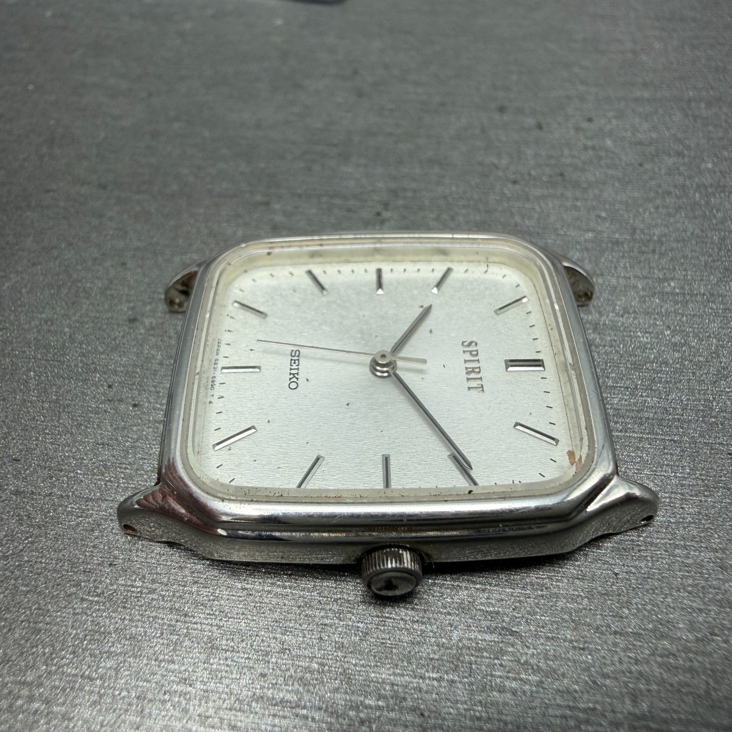 Seiko Spirit Tank Watch Men 27mm Silver Dial Silver Tone 5E31-5B50 PARTS6