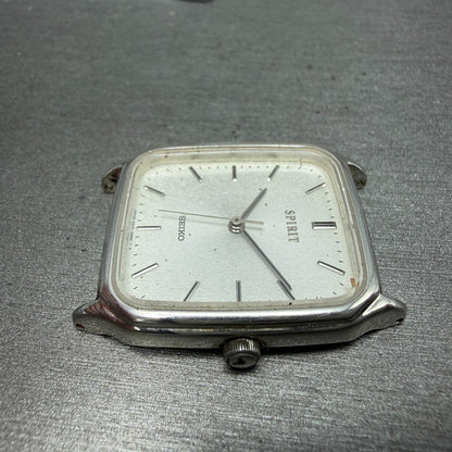 Seiko Spirit Tank Watch Men 27mm Silver Dial Silver Tone 5E31-5B50 PARTS6