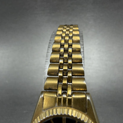 Seiko SQ Watch Women 24mm Black Dial Gold Tone Daydate 24mm Round New Battery 9Q4