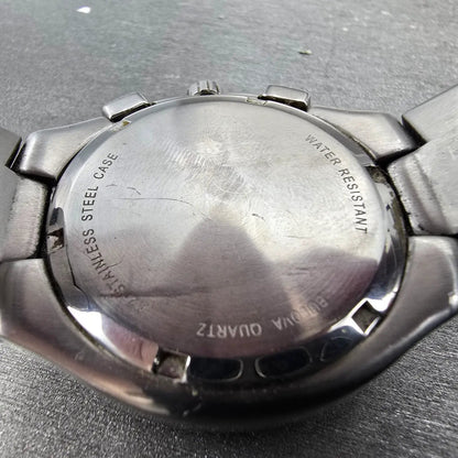 Bulova Marine Star Chrono Alarm Watch Men 39mm Black Dial Steel 96B99 NewBattery7