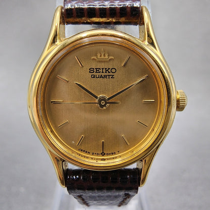 Seiko Watch Women 20mm Champagne Dial Gold Tone Round 2y010a10 New Battery1