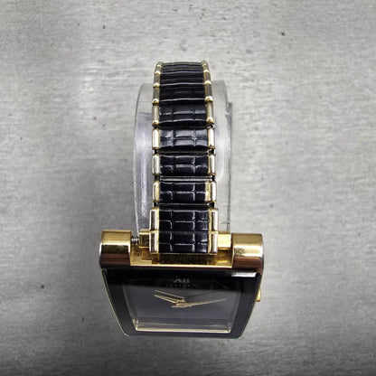 Citizen CQ Watch Men 25mm Black Dial Gold Tone Rectangle 6020-G08334 New Batt4
