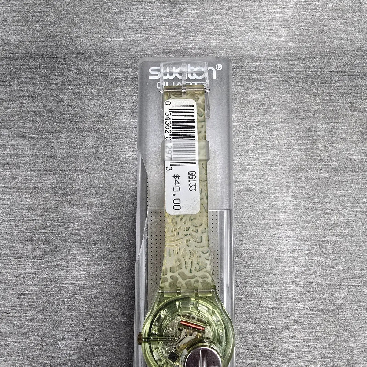 Swatch Tai Sun Watch Men 34mm Silver Dial Green Case GG133 New Battery NOS9