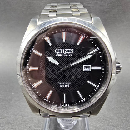 Citizen Eco-Drive Corso Watch Men 41mm Black Dial Silver Date E111-S070856 Runs0