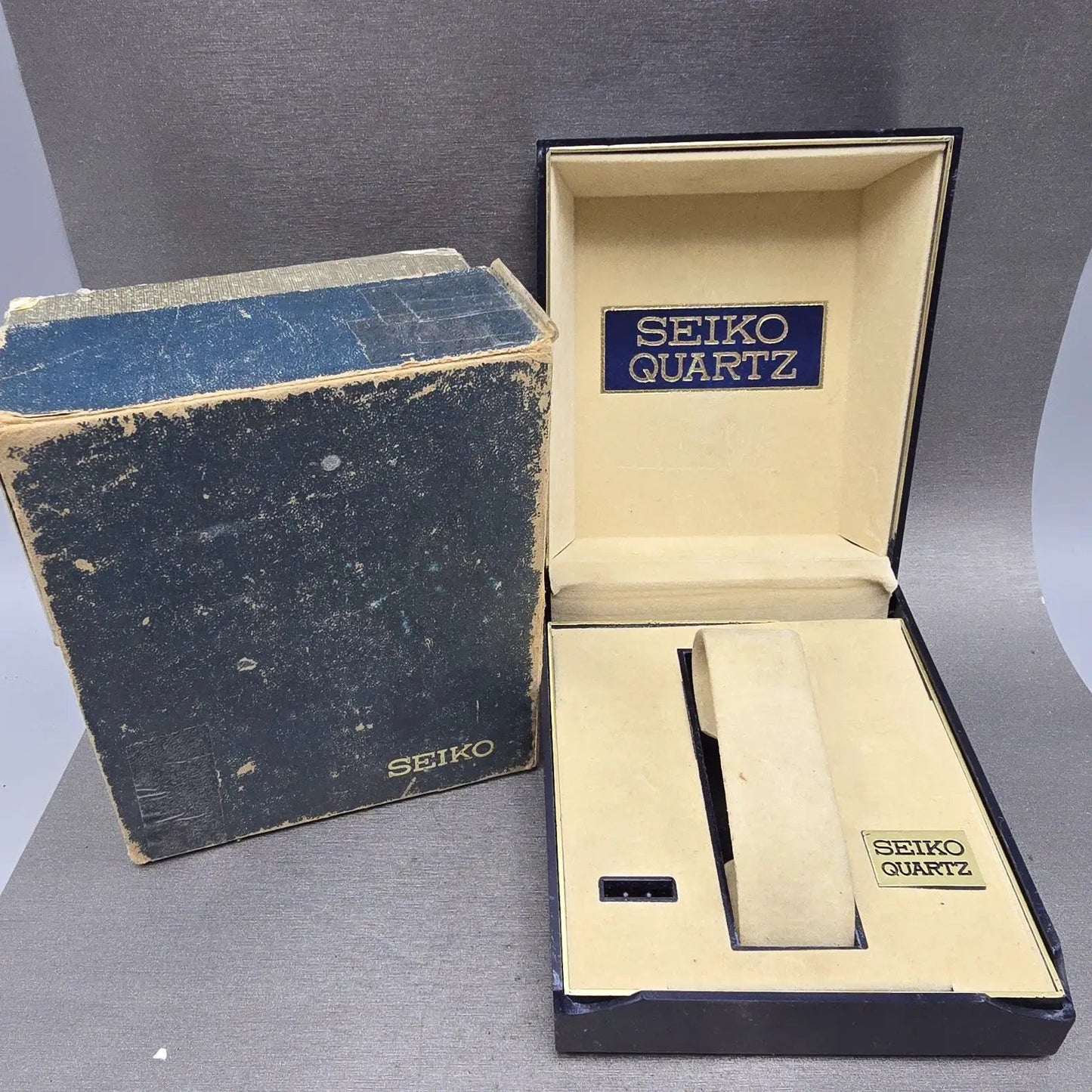 Seiko Presentation Watch Box Case Blue Plastic 1970s Quartz Vintage0