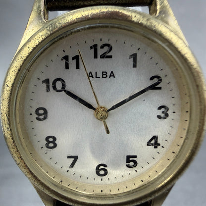 Seiko Alba Watch Women 26mm Silver Dial Gold Tone Round VJ21-KF60 New Battery1