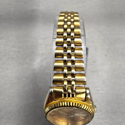 Seiko Watch Women 24mm Gold Dial Gold Tone Daydate Round 7N83-0041 New Battery4