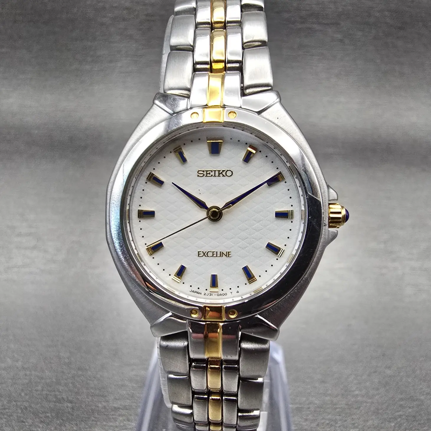Seiko Exceline Watch Women 26mm White Dial Two Tone Round 2J31-0A00 New Battery0