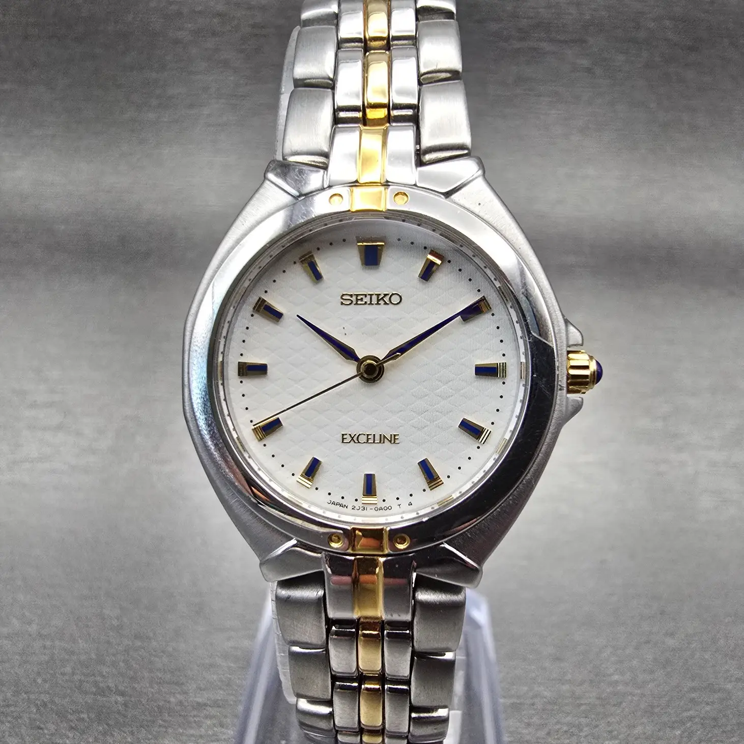 Seiko Exceline Watch Women 26mm White Dial Two Tone Round 2J31-0A00 New Battery0