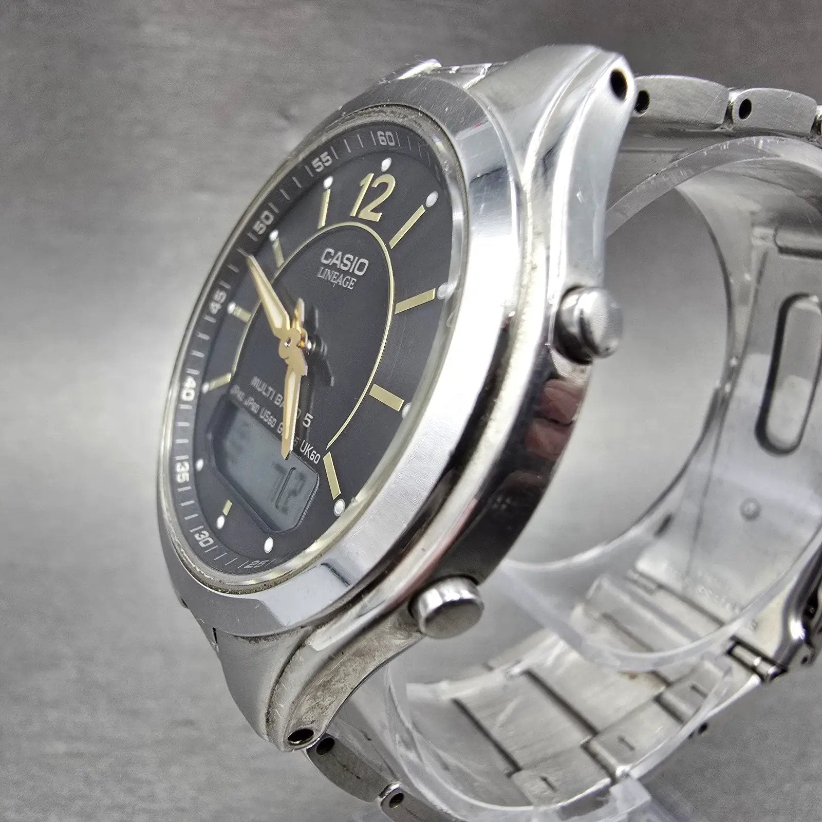 Casio Lineage LCW-M200 Watch Men 38mm Black Dial Steel Analog Digital Solar AB2