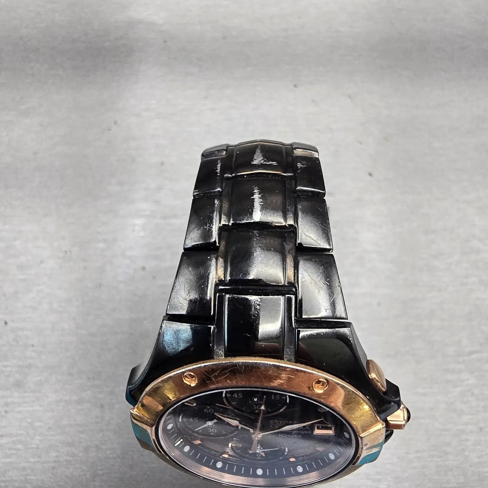 Seiko Coutura Chronograph Watch Men 39mm Black Dial Black Date 7T62-0FA0 NewBatt4