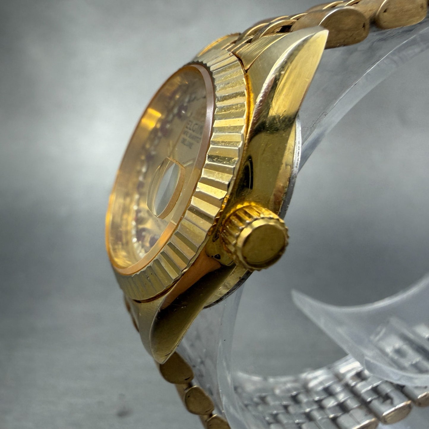 Elgin Watch Women 25mm Champagne Dial Gold Tone Date Round FK330 New Battery2
