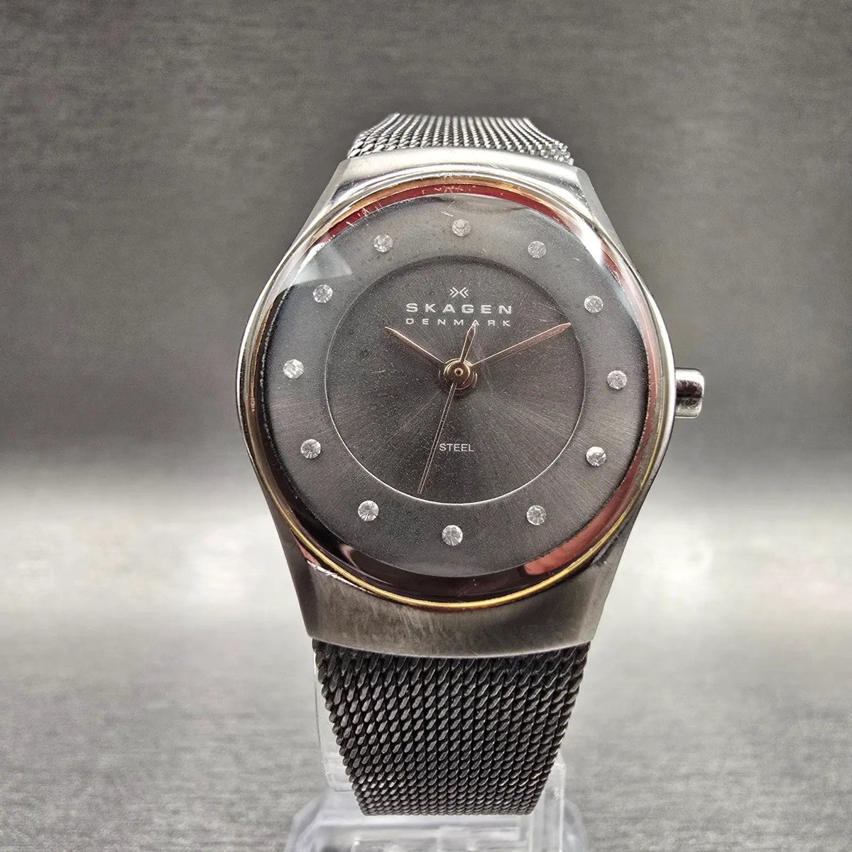 Skagen Watch Women 25mm Gray Dial Silver Tone Oval 693XSMM New Battery5
