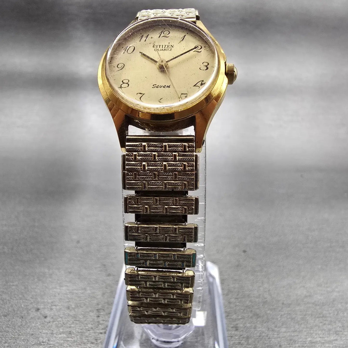 Citizen Seven Watch Women 22mm Gold Dial Gold Tone Round 2030-041682 New Battery5