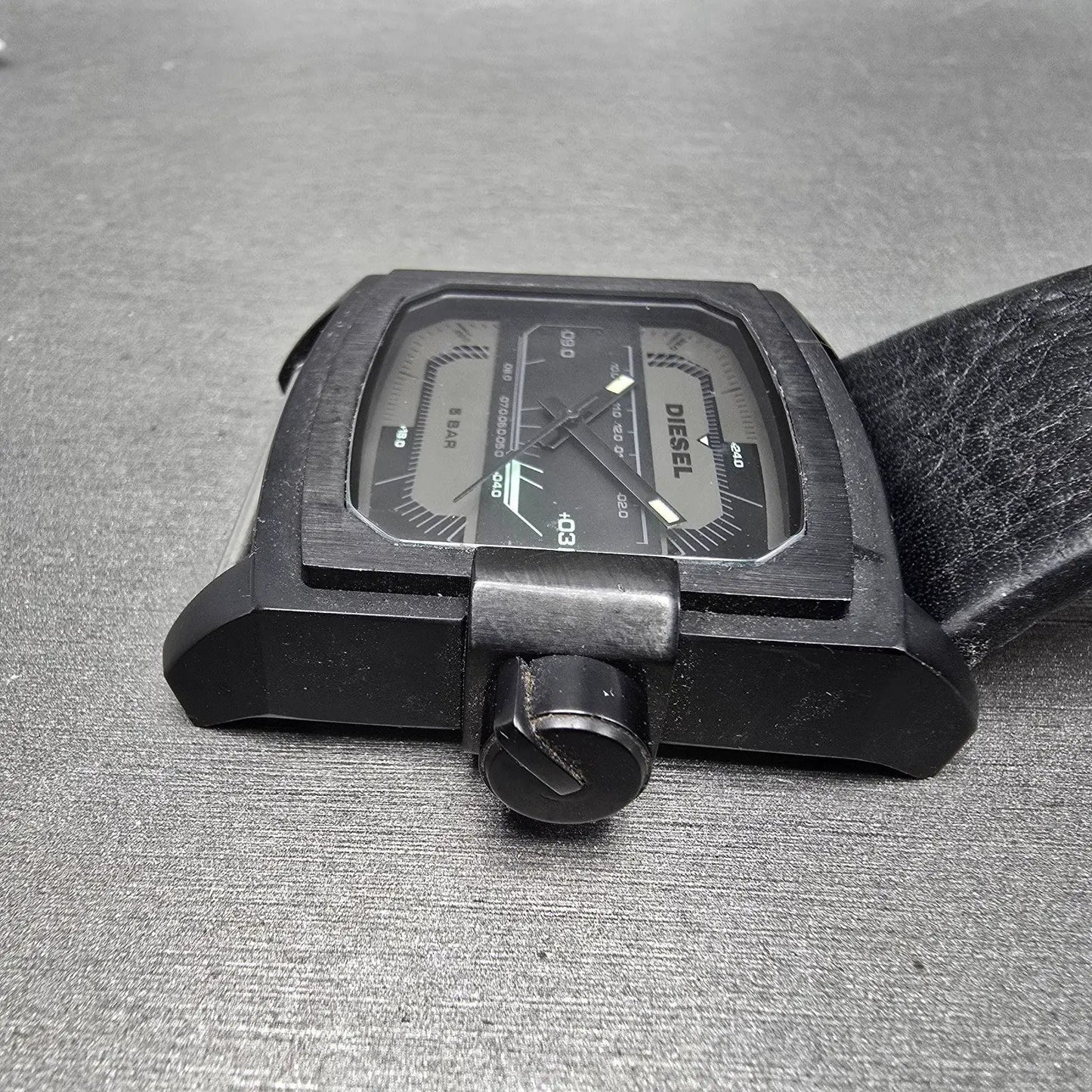 Diesel Watch Men 42mm Black Dial Black Tone DZ-1463 Rectangle PARTS4