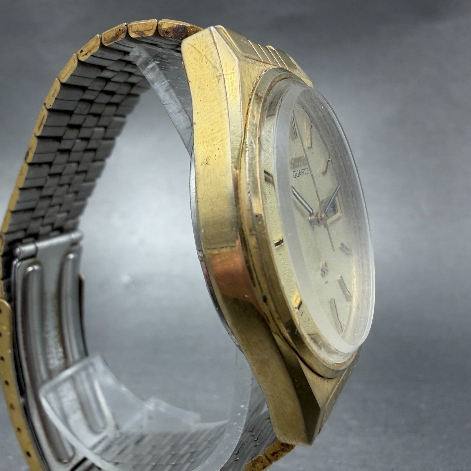 Seiko SQ Watch Men 34mm Champagne Dial Gold Tone Daydate 7123-8439 PARTS VIntage4
