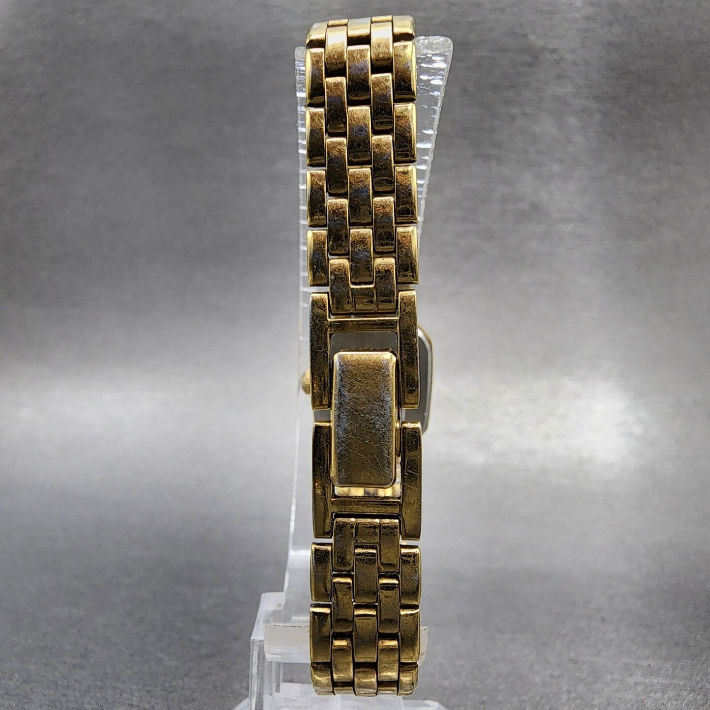 VTG Seiko Watch Women 17mm Black Dial Gold Tone Octagon V4005608 New Battery A16