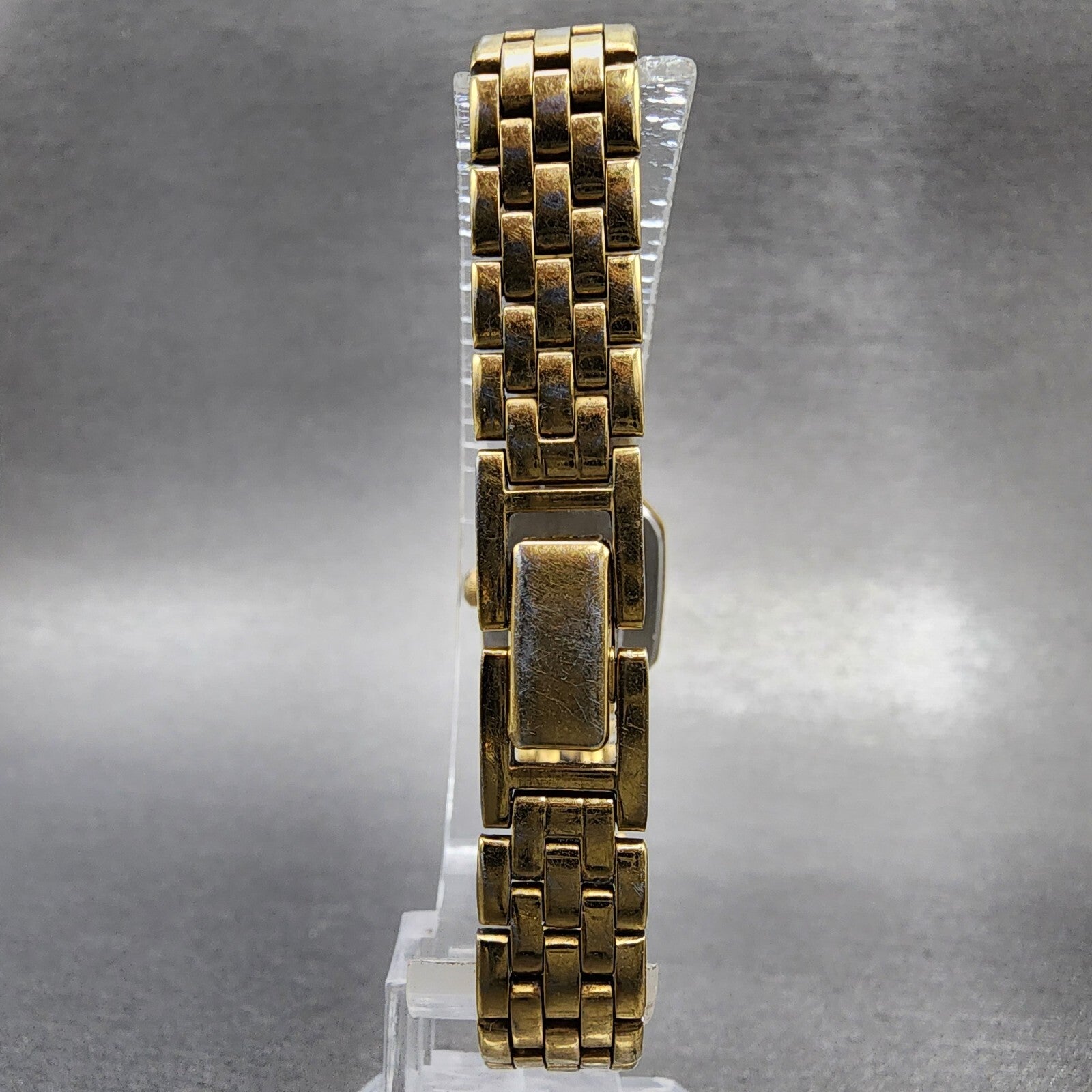 VTG Seiko Watch Women 17mm Black Dial Gold Tone Octagon V4005608 New Battery A16