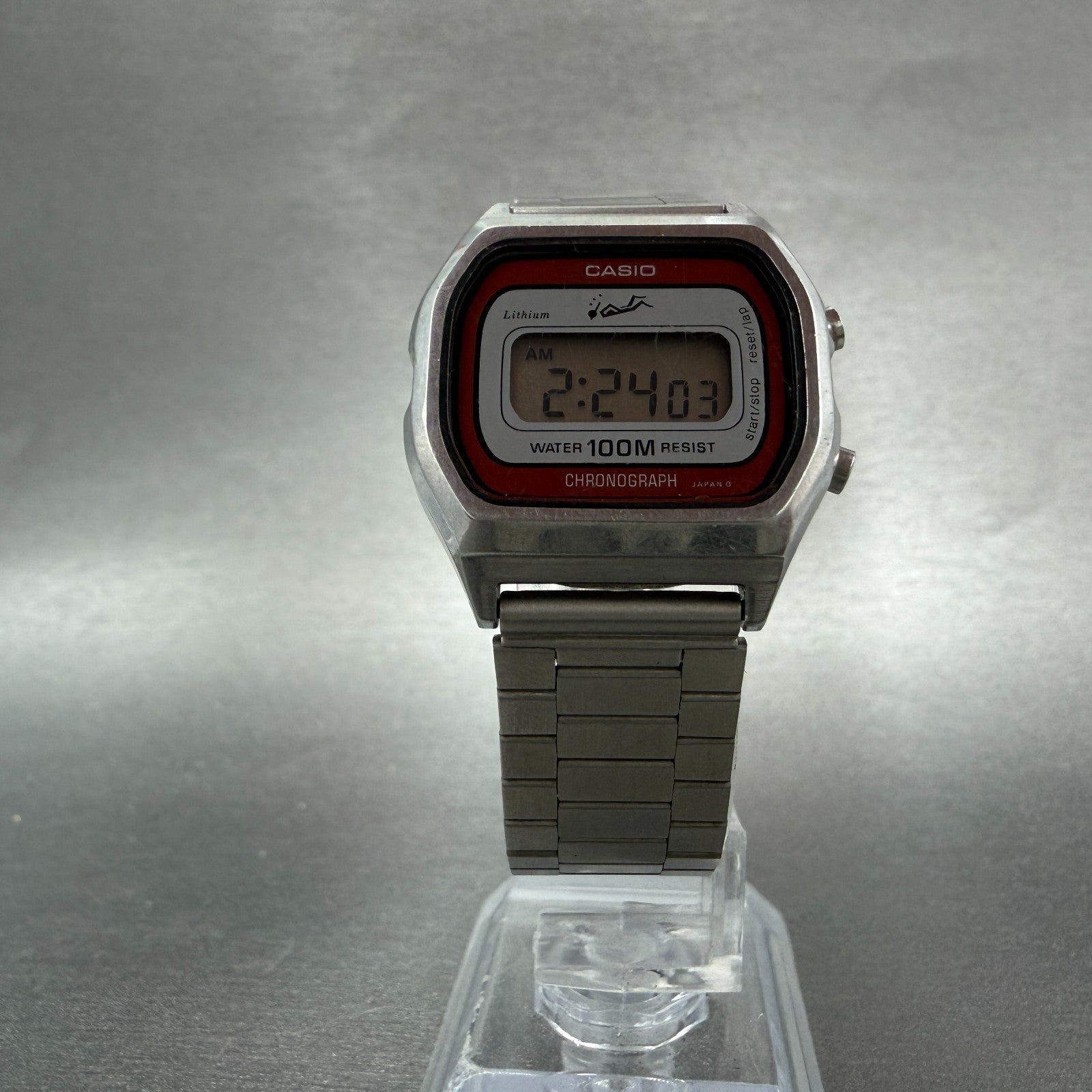 Casio LW-800 Watch Women 28mm Digital Silver Tone Chronograph New Batt  VTG5