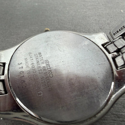 Seiko Watch Men 33mm Champagne Dial Two Tone Round 8J41-6030 New Battery Vintage9