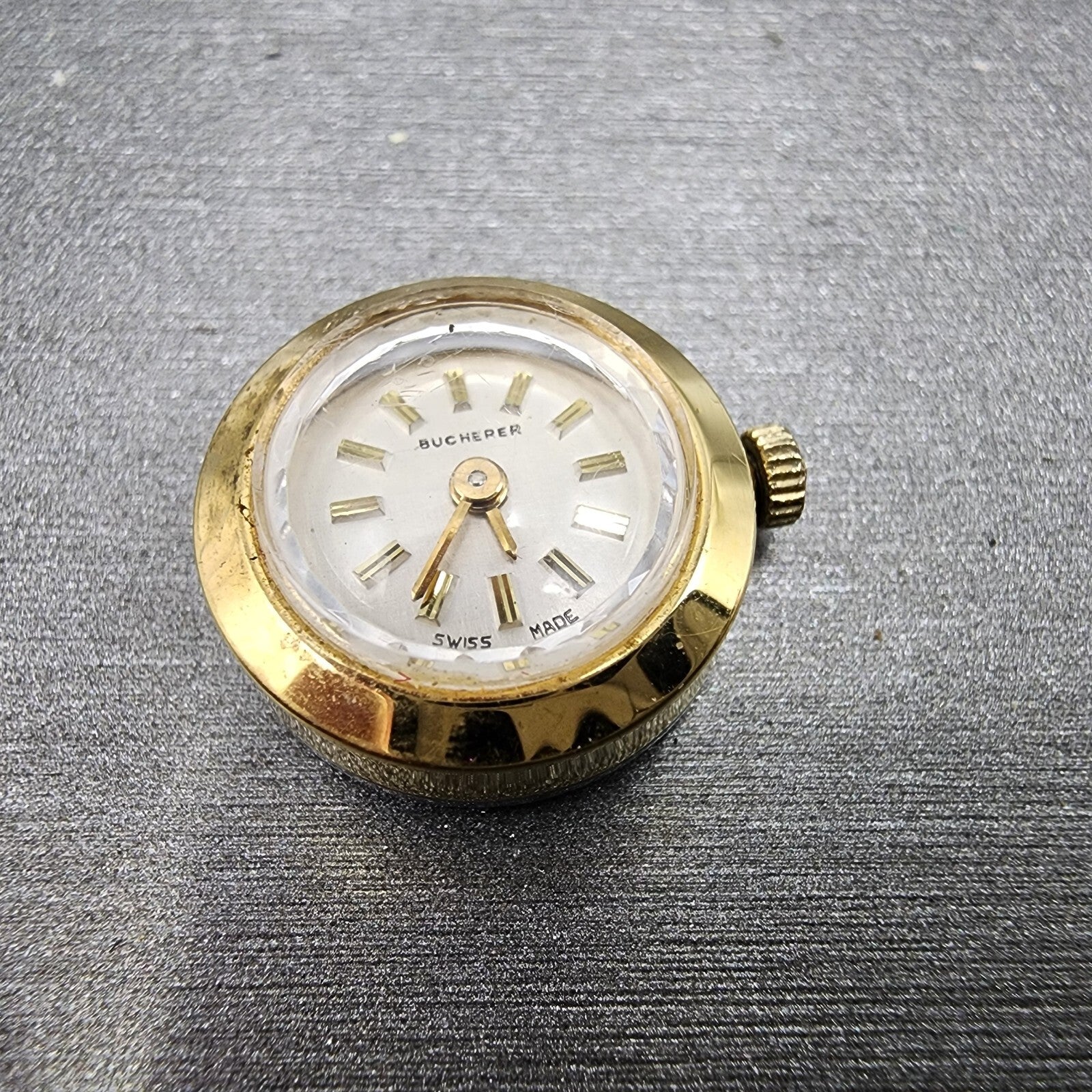 Bucherer Watch Women 19mm Silver Dial Gold Tone Manual Wind Runs Blue Bezel11