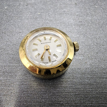 Bucherer Watch Women 19mm Silver Dial Gold Tone Manual Wind Runs Blue Bezel11