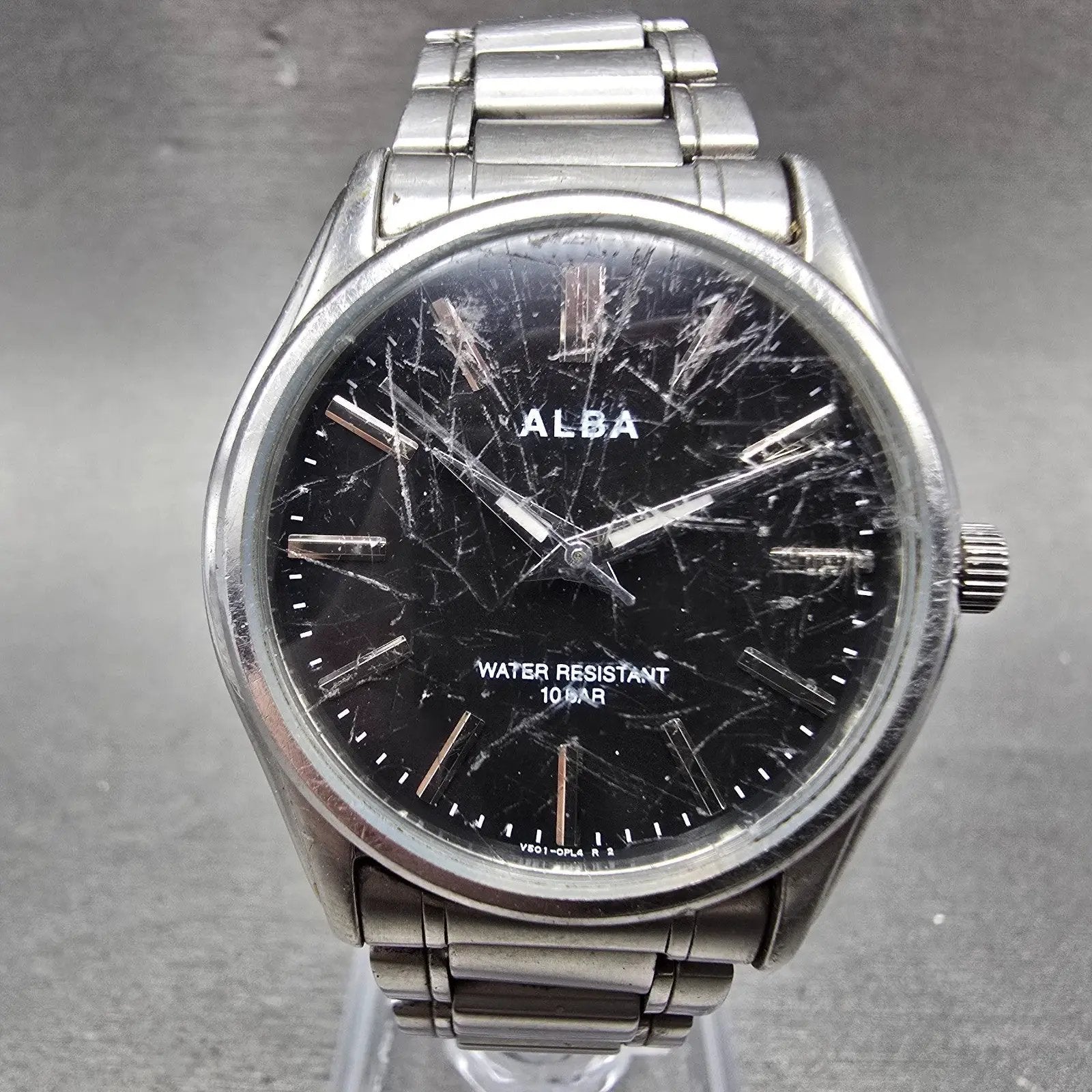 Seiko Alba Watch Men 33mm Black Dial Silver Tone Round V501-0EN0 New Battery0