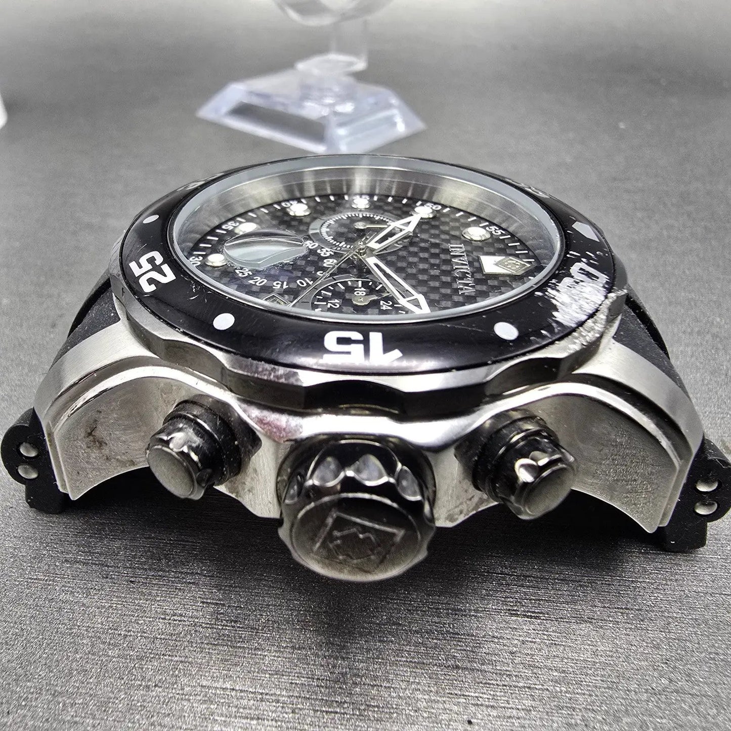 Invicta Pro Diver Chronograph Watch Men 48mm Black Dial Silver Tone Date New Bat6