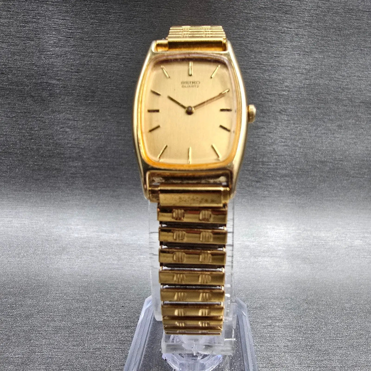 Seiko Watch Women 19mm Gold Dial Gold Tone Oval 2C20-5800 New Battery Vintage p5