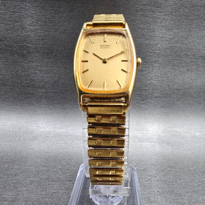Seiko Watch Women 19mm Gold Dial Gold Tone Oval 2C20-5800 New Battery Vintage p5