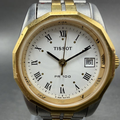 Tissot PR100 Watch Women 26mm White Dial Two Tone Date Round P330A/430A New Batt1